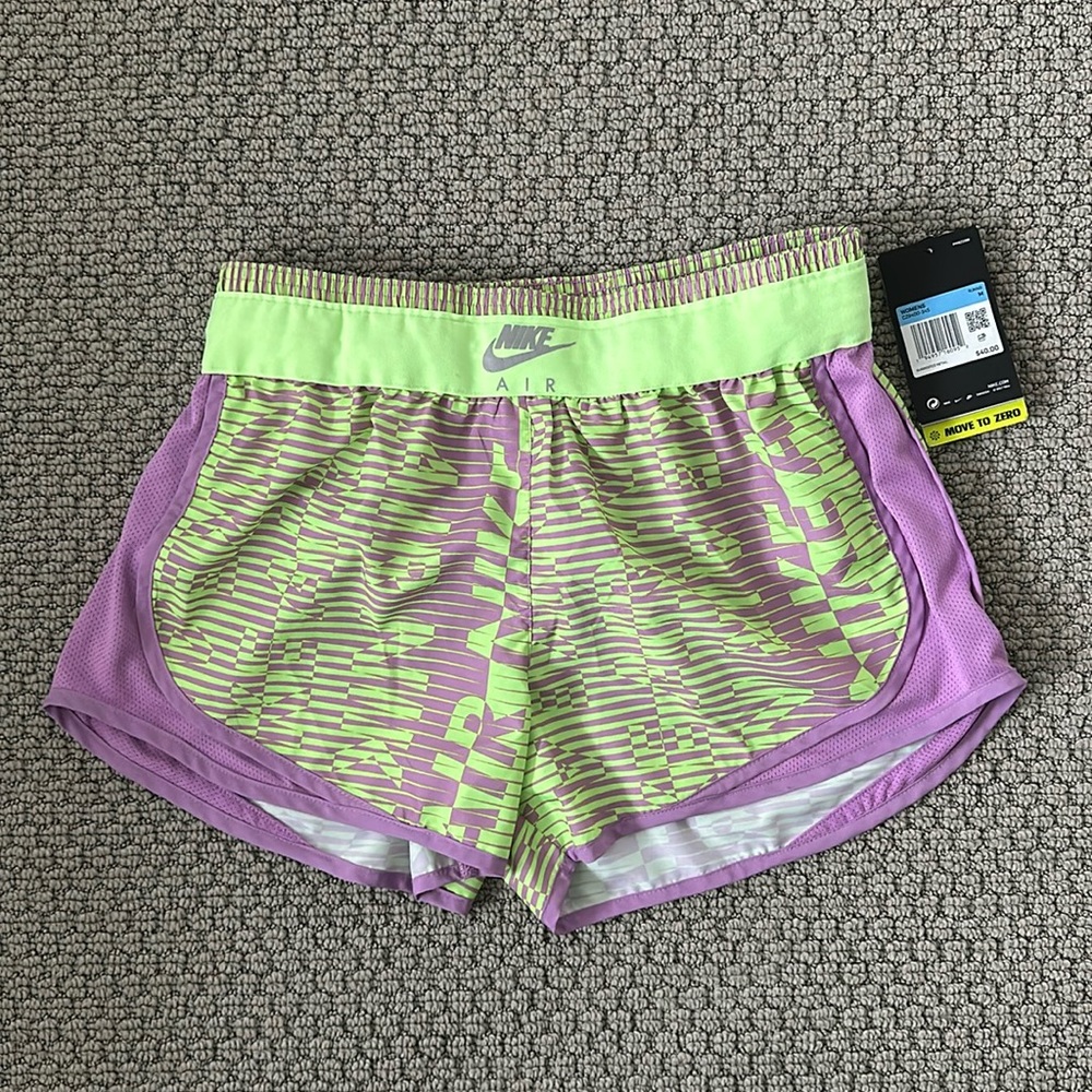 Nike Women's Athletic Shorts in Lime Green and Lavender